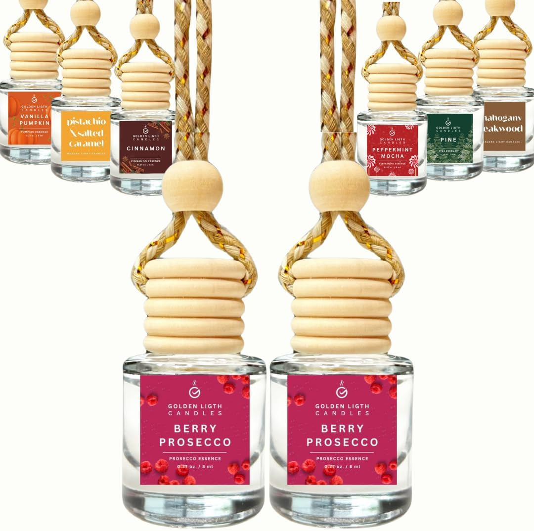 Car Air Freshener Hanging Set (Pack of 2) | Berry Prosecco Scent | Stylish Car Fragrance Oil Diffuser | Ideal for Both Men and Women | Holiday Edition | Made in the USA | Save 33% on Purchases of 2 or More