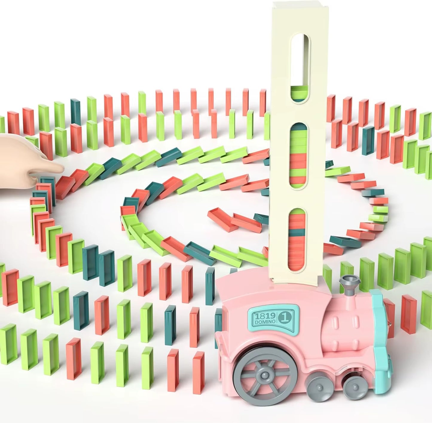 Domino Train Toy Kids Games: Automatic Dominoes Building Set Rally - Toys for 3 Year Old Boys