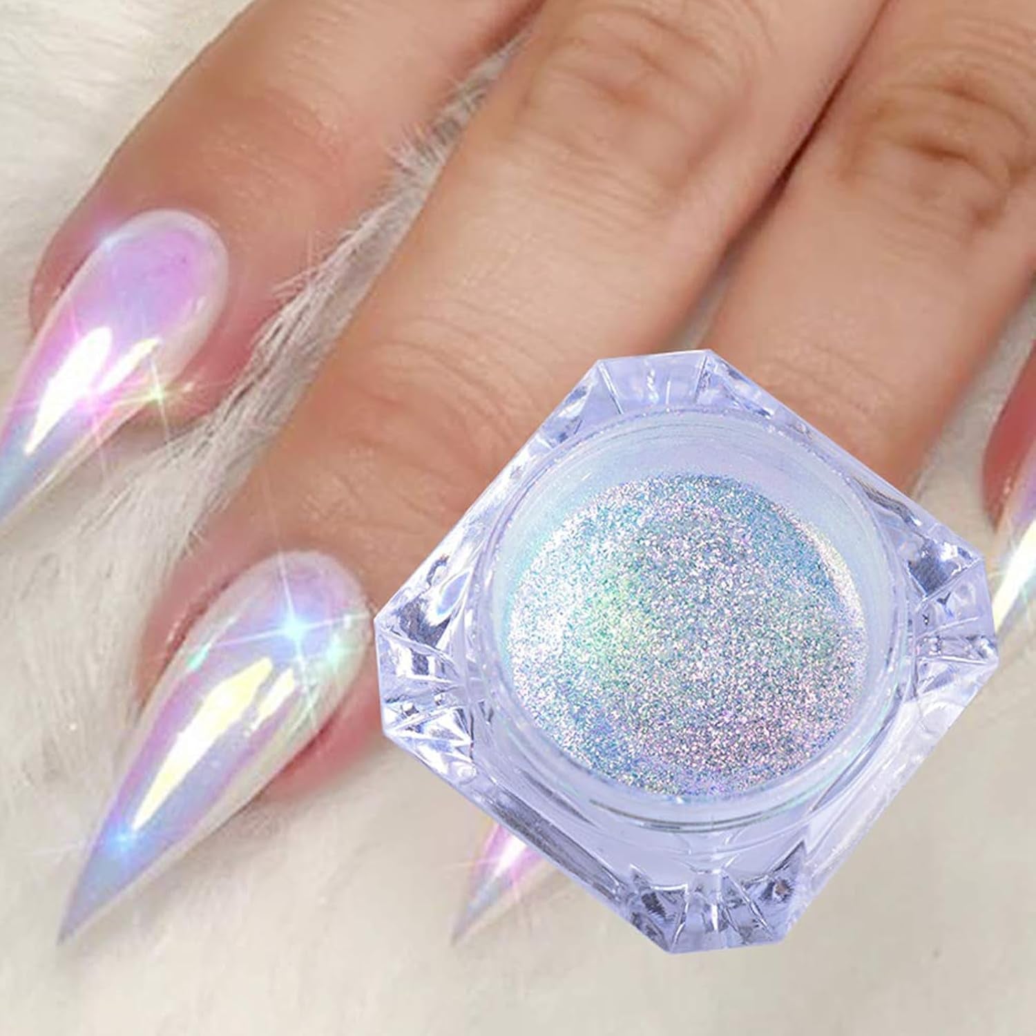 1 Box Holographic Nail Glitter Powder Rainbow Color Neon Effect Nail Art Flakes Decoration Chrome Nail Powder Dust Tip Manicure