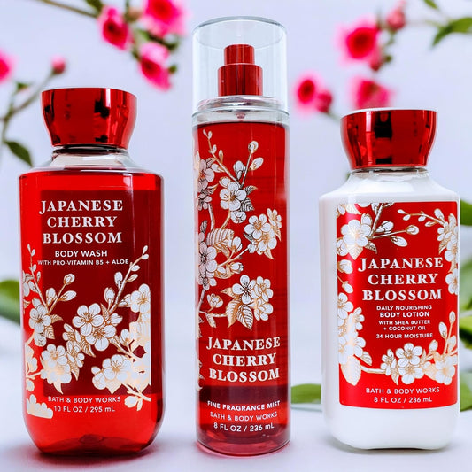 Japanese Cherry Blossom Set - Shower Gel 10 Oz, Fragrance Mist 8 Oz, Body Lotion 8 Oz