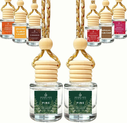 Car Air Freshener Hanging Set (Pack of 2) | Pine Scent | Elegant Car Fragrance Oil Diffuser | Ideal for All Drivers | Holiday Edition | Made in the USA | Save 33% on Purchases of 2 or More