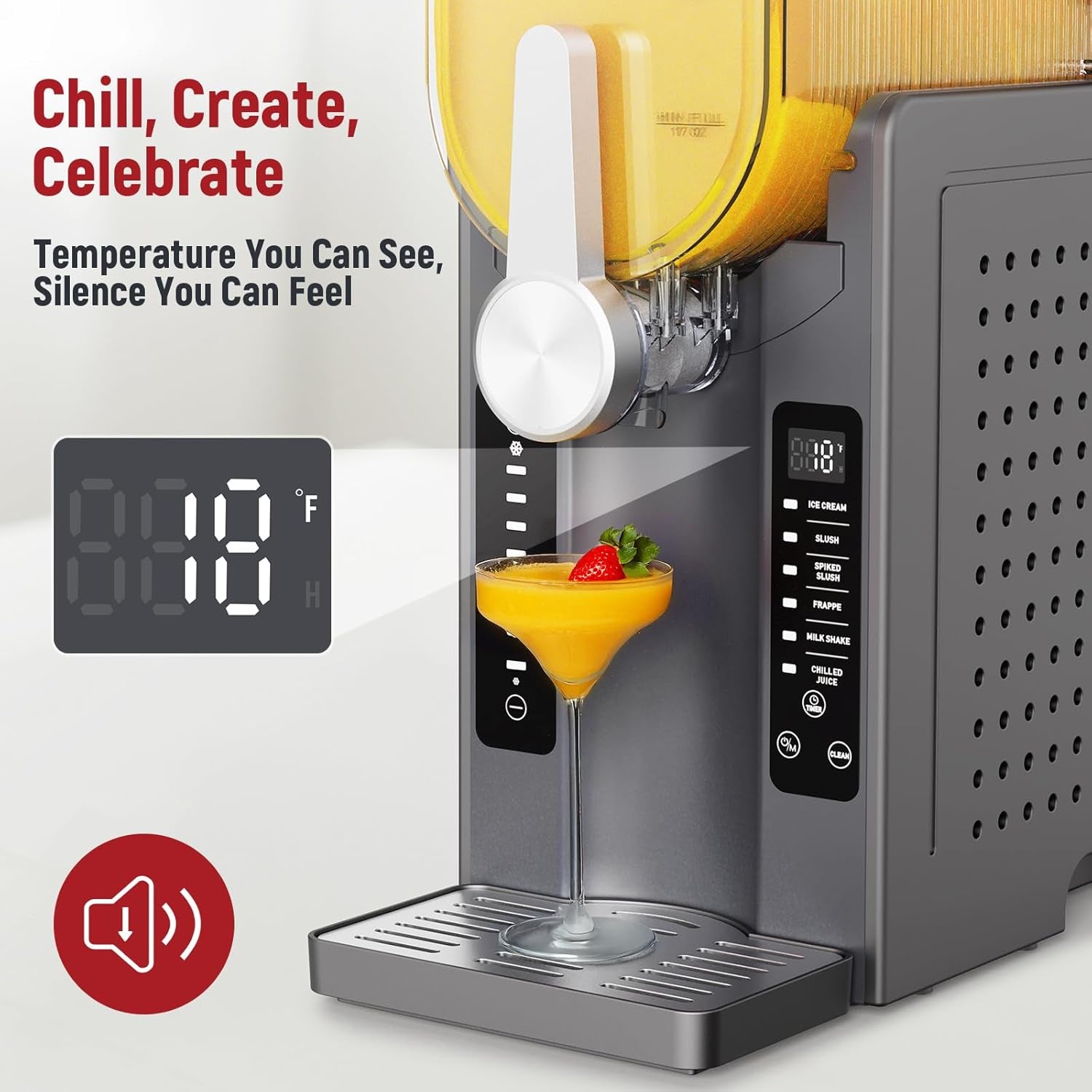 Slushie Machine: No Ice Needed All-In-One Slushy Maker for Home, Real-Time Temp Display, Auto-Clean, 6 Preset | Frozen Margaritas, Cocktails, Frappés, Ice Cream, Smoothies, Milkshakes,Summer Parties