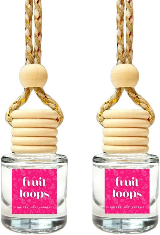 Car Air Freshener Hanging Set (Pack of 2) | Fruit Loops Scent | Stylish Car Fragrance Oil Diffuser | Air Freshener for Vehicles | Ideal for Both Women and Men | Made in the USA | Save 33% on Purchases of 2 or More
