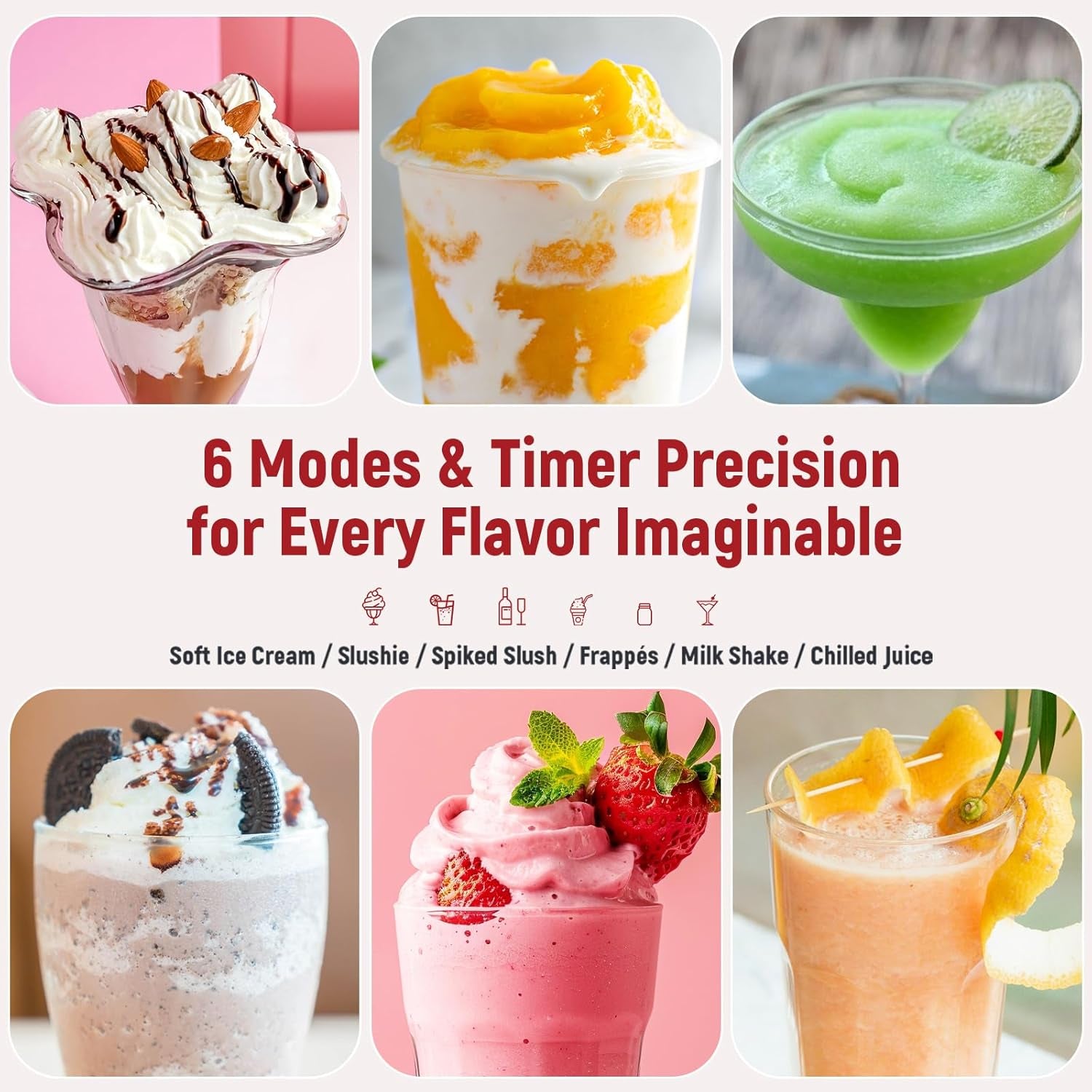 Slushie Machine: No Ice Needed All-In-One Slushy Maker for Home, Real-Time Temp Display, Auto-Clean, 6 Preset | Frozen Margaritas, Cocktails, Frappés, Ice Cream, Smoothies, Milkshakes,Summer Parties