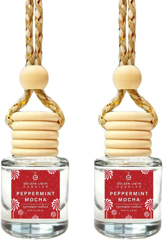 Car Air Freshener Hanging Set (2-Pack) | Peppermint Mocha Scent | Stylish Car Oil Diffuser | Holiday Edition | Made in USA | Save 33% on Purchases of 2 or More