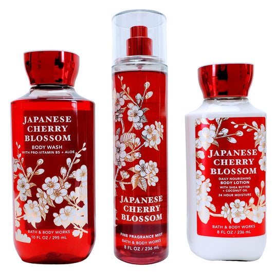 Japanese Cherry Blossom Set - Shower Gel 10 Oz, Fragrance Mist 8 Oz, Body Lotion 8 Oz