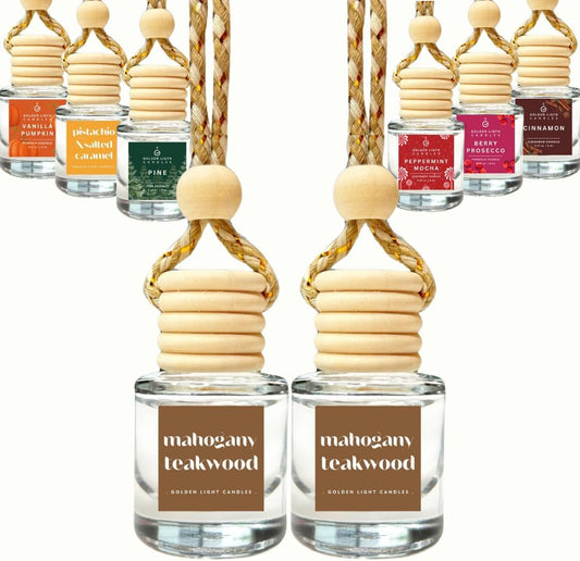 Car Air Freshener Set (2-Pack) | Mahogany Teakwood Scent | Elegant Car Fragrance Oil Diffuser | Ideal for Both Men and Women | Made in the USA | Save 33% on Purchases of 2 or More