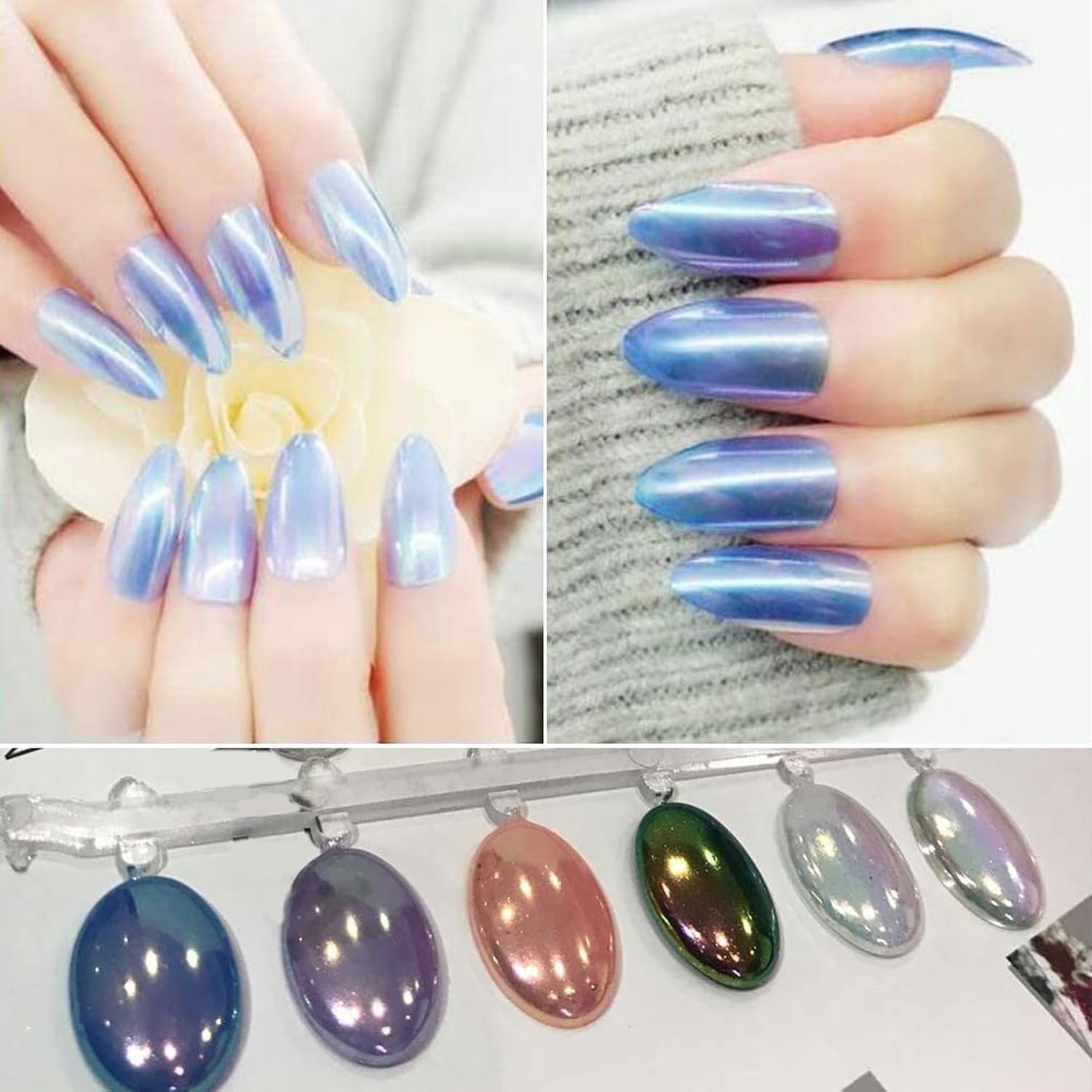 1 Box Holographic Nail Glitter Powder Rainbow Color Neon Effect Nail Art Flakes Decoration Chrome Nail Powder Dust Tip Manicure