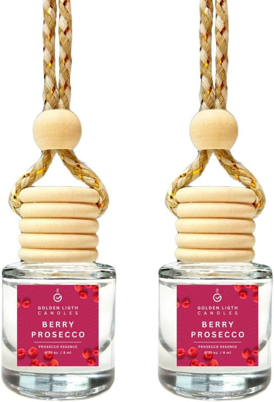 Car Air Freshener Hanging Set (Pack of 2) | Berry Prosecco Scent | Stylish Car Fragrance Oil Diffuser | Ideal for Both Men and Women | Holiday Edition | Made in the USA | Save 33% on Purchases of 2 or More
