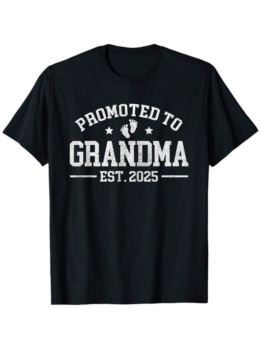 Promoted to Grandma Est. 2025 Grandparents Baby Announcement T-Shirt